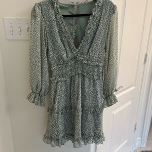 Elegant Green Ruffle Dress